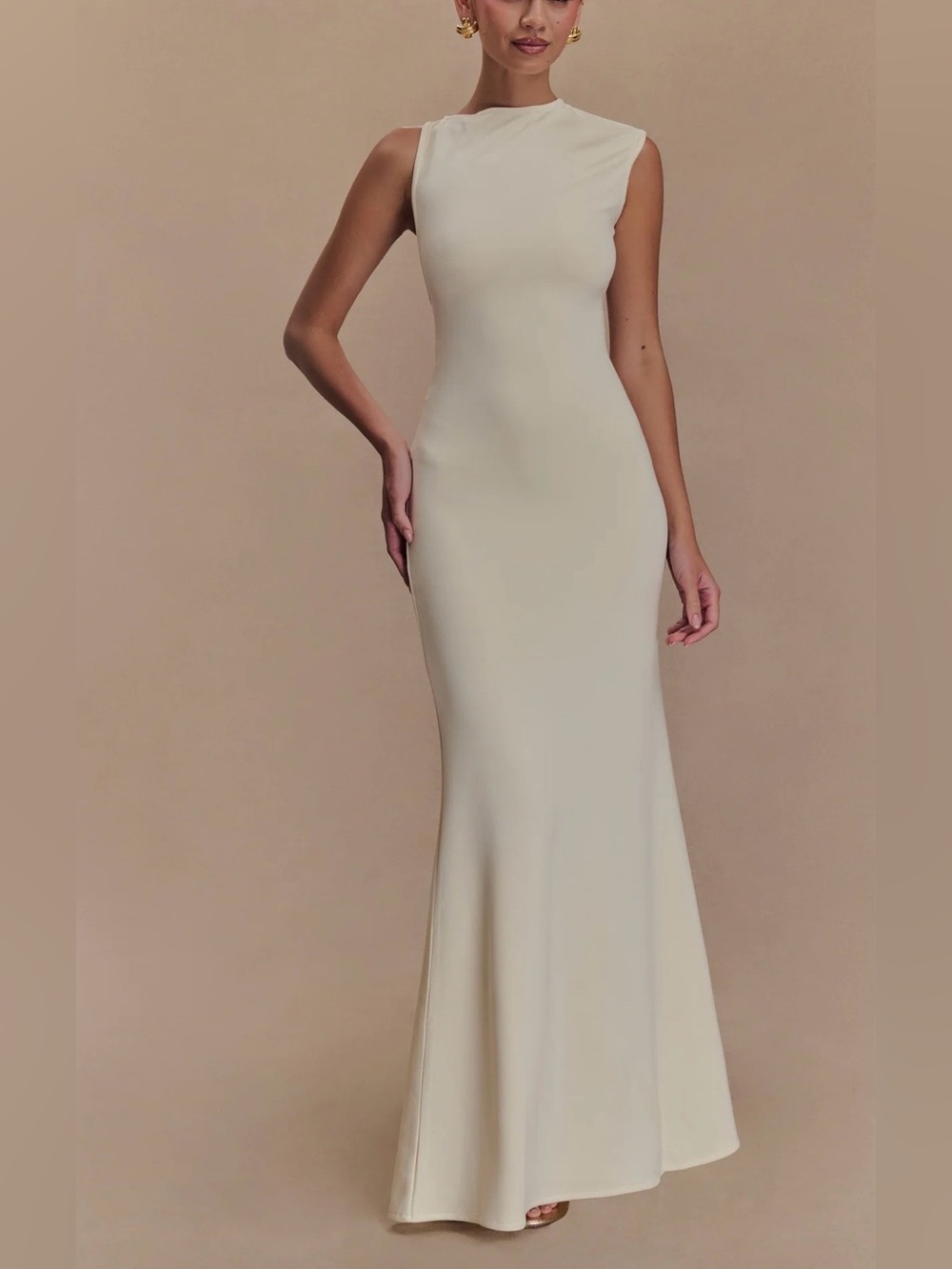 Meshki KATERINA Scuba Jersey Cut Out Maxi Dress ivory